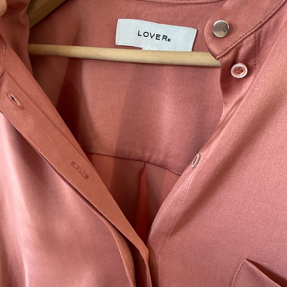 LOVER THE LABEL | Bell Tie Sleeve Button Down Satin Blouse - Picture 3 of 9